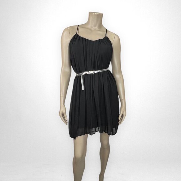 ROMEO & JULIET COUTURE Medium Accordion Pleated Chiffon Black Dress Party - Picture 4 of 10